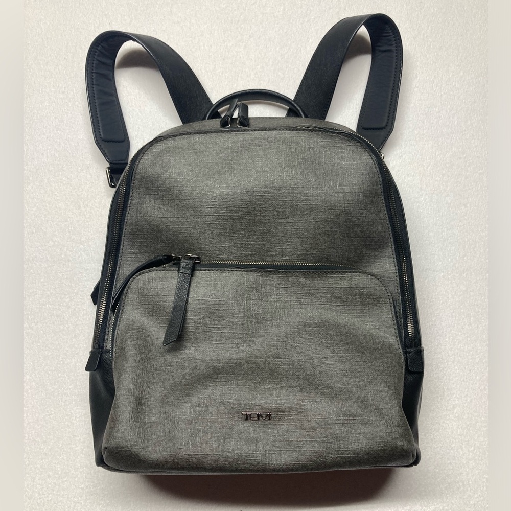 TUMI Hudson Varek Laptop Backpack Grey Black Canvas 14” Bag‎